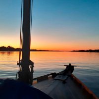 Sunset in the river
